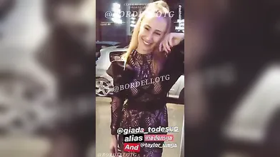 Taylor Mega mostra le sue curve esplosive e upskirt in pubblico con gli amici